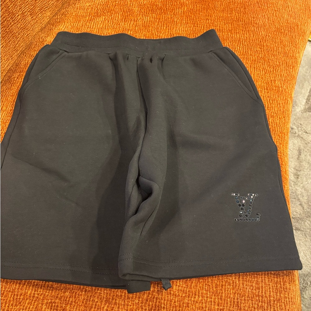 Louis Vuitton Black Athletic Logo Embellished Men's Shorts